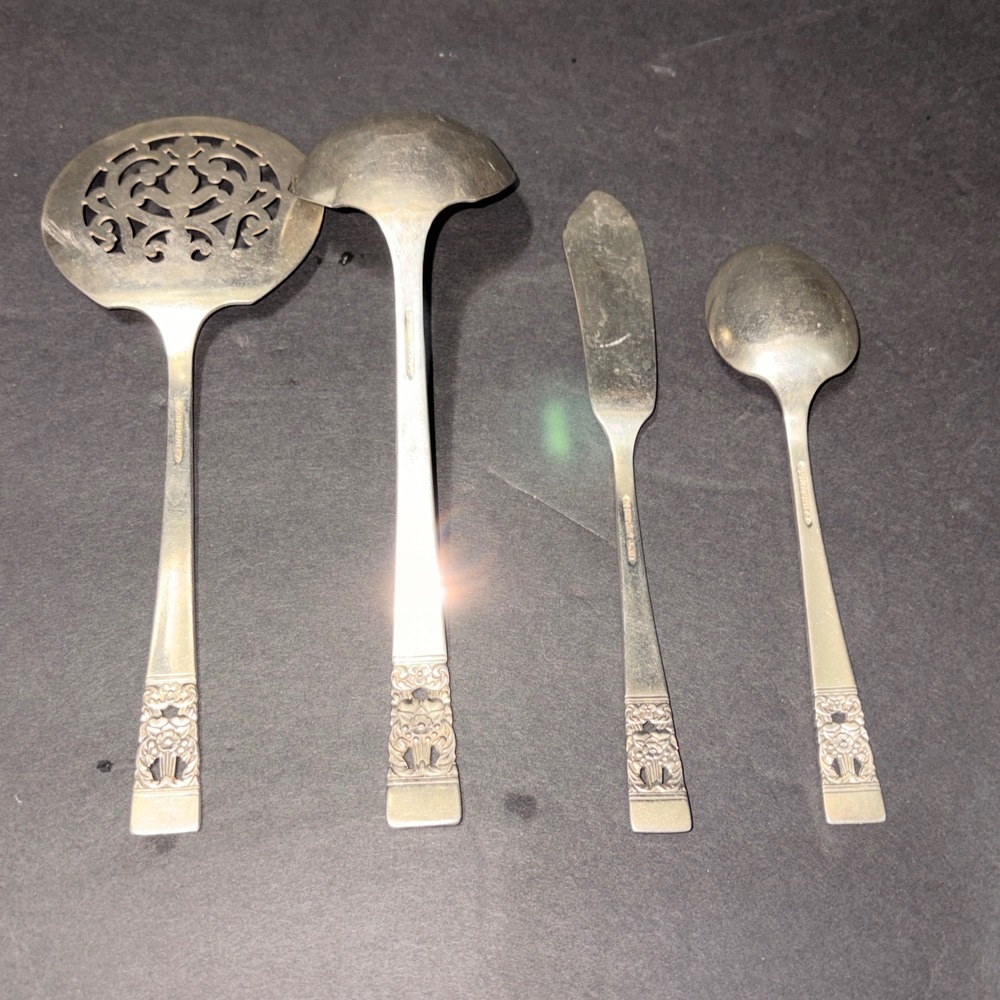 Vtg Oneida~Community 1936 Coronation Serving Set 4 PCs Ladel/Spoon/Slotted Spoon - Picture 10 of 10